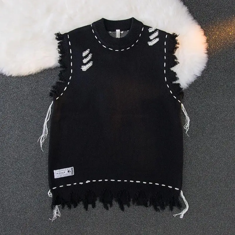 Sewing Vest - Suéteres hippie de malha sem mangas