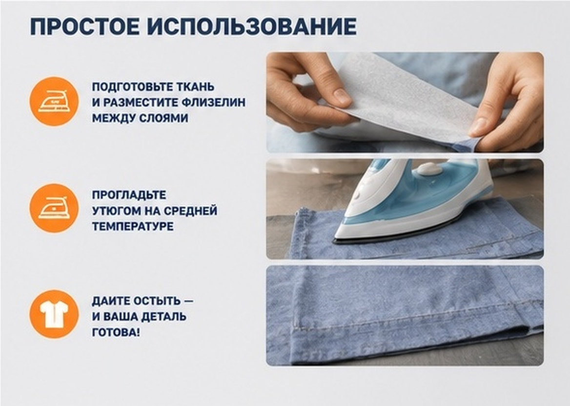 Interfacing Iron On - Entretela Termocolante Não Tecida para Costura,
