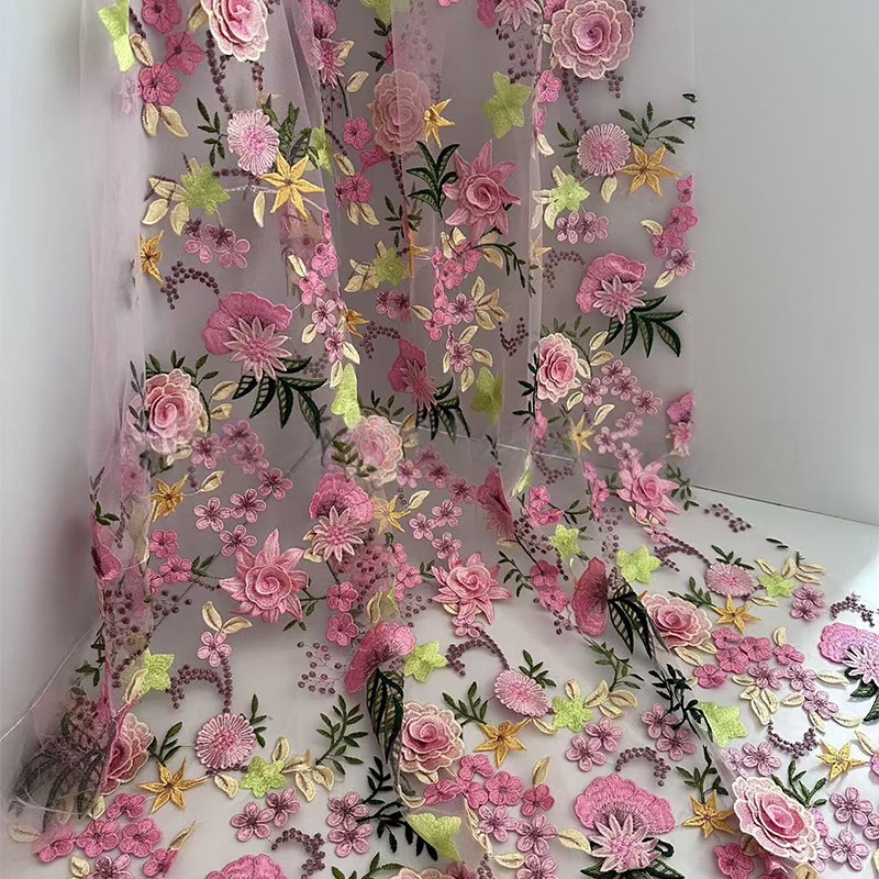 Tecido de Tule Bordado Floral  - Textile And Sewing Supply avaliação e preço
