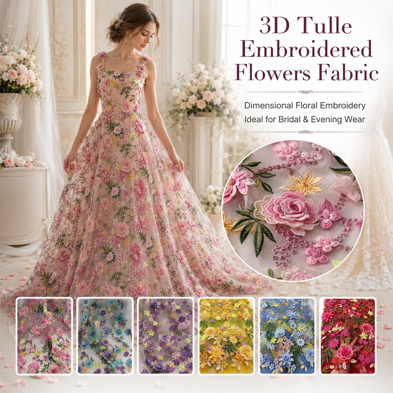 Tecido de Tule Bordado Floral  - Textile And Sewing Supply avaliação e preço