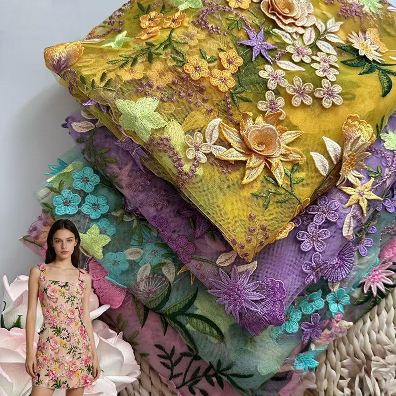 Tecido de Tule Bordado Floral  - Textile And Sewing Supply avaliação e preço